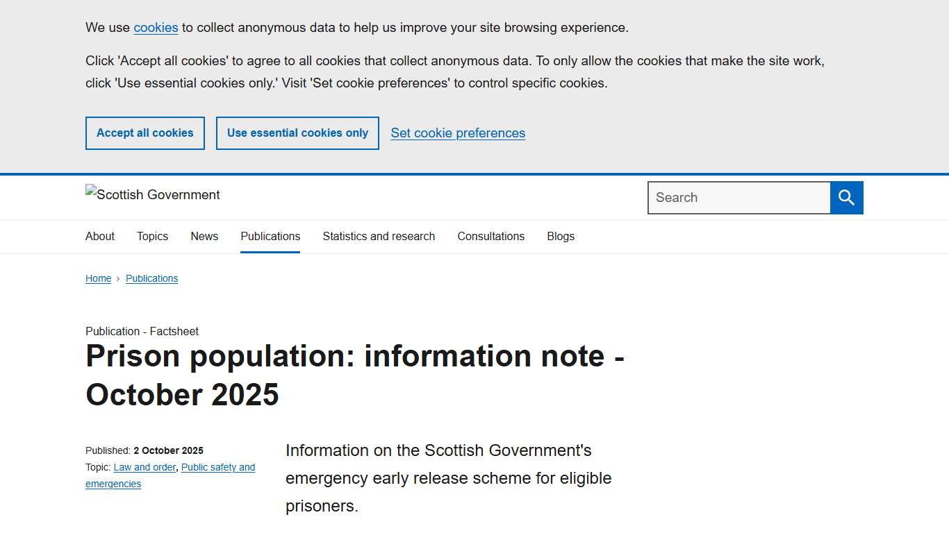 Prison population: information note - October 2025 - gov.scot